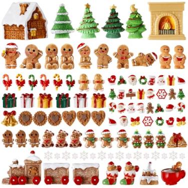 Imagem de Jenaai 120 peças mini estatuetas de Natal, miniaturas de Natal, enfeites masculinos de pão de gengibre para kit de globo de neve, artesanato faça você mesmo, jardim de fadas, árvore de Natal