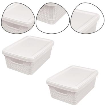 Imagem de Kit 2 Caixa Organizadora Juta 5 Lts Tampa Jaguar Cor Bege