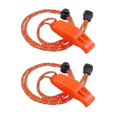 Imagem de Pacote com 2 apitos de emergência com cordão, apito de segurança, survival shrill alto para caiaque, colete salva-vidas, jaqueta, barco, pesca, acampamento, caminhada, caça, resgate, sinalização