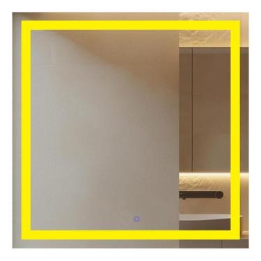 Imagem de Espelho Com Led Quadrado 60x60 Cm Jateado Touch Premium - NoBrand, led