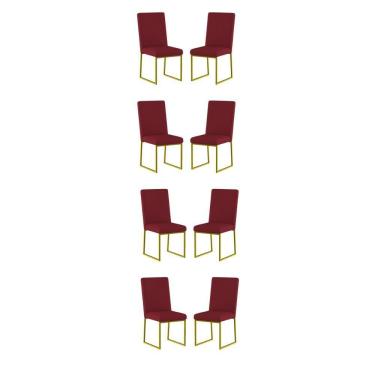 Imagem de Kit 8 Cadeiras Estofadas Base De Ferro Para Mesa De Jantar Marsala