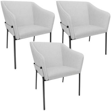 Imagem de Kit 3 Cadeiras Para Sala De Jantar Estar Living Olívia L02 Linho Cinza