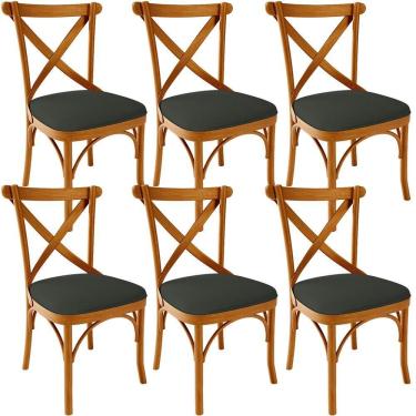 Imagem de Kit 06 Cadeiras Para Sala De Jantar E Estar Living Estofada ávila L02 Linho Verde Musgo - Lyam