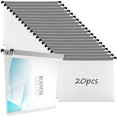 Imagem de 20 pastas de arquivos transparentes para pendurar tamanho carta pasta de documentos de plástico transparente para arquivos arquivamento de documentos (transparente)
