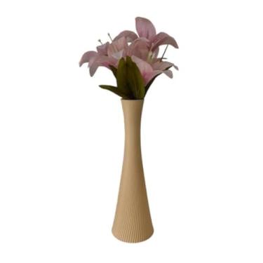 Imagem de Vaso Decorativo Ondas - Cachepot Moderna Sala de Estar Banheiro para Plantas Cactus e Suculentas(Bege)