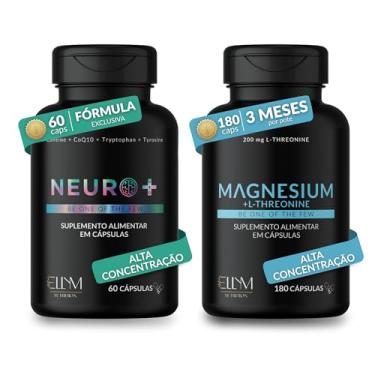 Imagem de Magnésio L-Treonina 180Caps + Neuro 60Caps ELLYM NUTRITION Kit Completo Desempenho Mental e Muscular