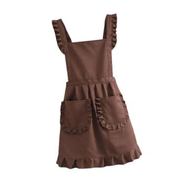 Imagem de Ｂｅｓｇａ Retrô com Babados, Estilo Fantasia de Empregada Doméstica, Ideal para Cosplay, Café, Cozinha, Padaria, Casa, Presente, Vintage, Charmoso, Marrom