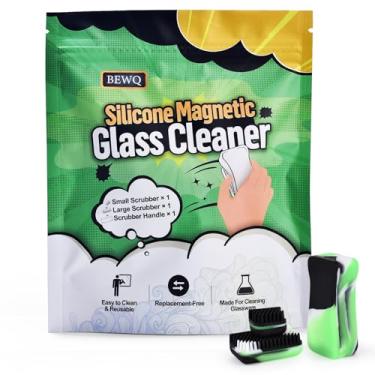 Imagem de BEWQ Kit de limpeza de vidro magnético – ferramenta de limpeza de tubos reutilizável, limpa profundamente manchas difíceis de alcançar, duas escovas de silicone com alça design versátil para vidro