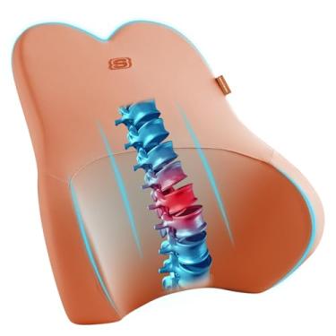Imagem de Skechers Travesseiro lombar resfriado a ar e com espuma de memória, travesseiro de suporte lombar para escritório, almofada lombar para alívio da dor lombar, design ergonômico para cadeira de