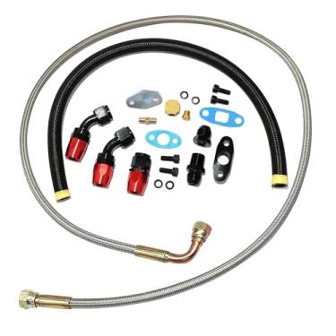 Imagem de ZTYAFEI Kit de linha de retorno de ralo e alimentação de óleo de turbocompressor universal compatível com T3 T4 GT35 T70 T66 T61 T60 T04E T04 GT32 GT40 GT42 GT4088R GT4049R GT42R/RS GT4294R GT4202R