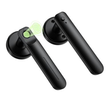 Imagem de Zengtumy Fechadura de porta com impressão digital, maçaneta de porta biométrica, fechadura de entrada sem chave para casa/quarto/escritório/apartamento, preto