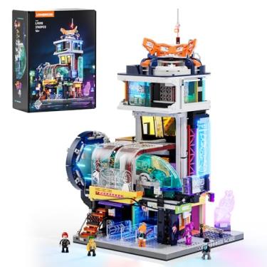 Imagem de Lumibricks Cyberpunk Floating-Train-Station Lighting-Building-Bricks Set - Cyberpunk City Future Levitation Train Station Street View Collection LED Light Model 2760 Pcs for Adults and Sci-fi Lovers