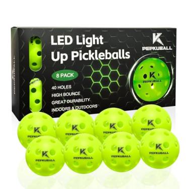 Imagem de PEPKUBALL Night Play Pickleball Balls 8 Pack - Glow in The Dark Pickle Ball LED with 40 Hole Design, Durable for Outdoor Games, for Players & Coaches(LED 8PACK)