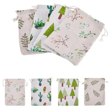 Imagem de Handship 20 peças verdes pequenas bolsas de cordão de tecido de polialgodão sacos de armazenamento de tecido de poliéster bolsas de armazenamento para armazenamento, chá, sabonetes, doces, lanches