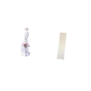 Imagem de Fenteer Estatueta de Porcelana Feminina com Estilo Nórdico Moderno Como Decoração Aconchegante para Sala de Estar com Abajur de Papel E Enfeite para Prateleir