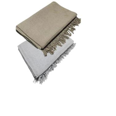 Imagem de Manta para Sofa Grande, Kit 2 Mantas Natal para Sofá 2,20 X 1,20m Gigante Algodão Protetor Decoração Natal(Areia + Cinza Neblina)