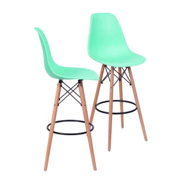 Imagem de Kit 02 Banquetas Boxbit Dkr Eames Polipropileno Tiffany Base Madeira