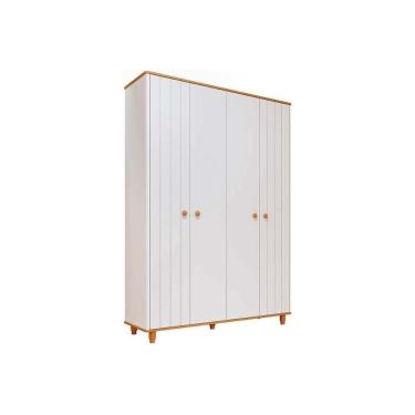 Imagem de Guarda Roupa Infantil C/ 4 Portas (2 Ripadas) Cupcake Branco/nature - Permóbili Baby