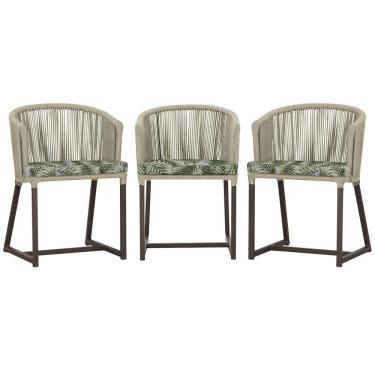 Imagem de 3 Cadeiras De Jantar Noronha Marrom Corda Náutica E5 Trama Rami