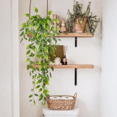Imagem de Planta artificial para pendurar plantas artificiais de hera, trepadeiras falsas de eucalipto, vegetação em vaso para parede, sala de estar, prateleira, escritório, banheiro, decoração interna externa