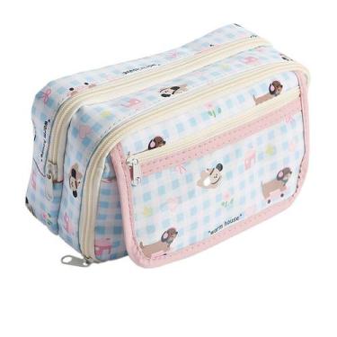 Imagem de Estojo de lápis de grande capacidade, desenho animado para cães, tecid