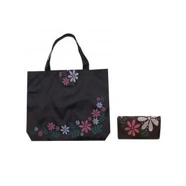 Imagem de Bolsa de compras dobrável de tecido Oxford, Preto, Simples