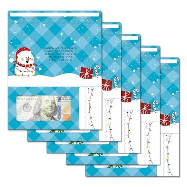 Imagem de ZipGifts Cartão de Natal | Porta-dinheiro com zíper e janela de plástico transparente para dinheiro, cheque e vale-presente, Férias | Let It Snow | Pacote com 5