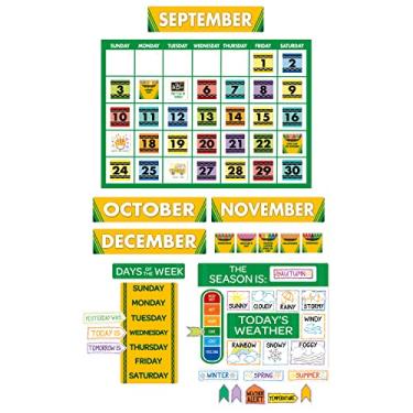 Imagem de Eureka Crayola Conjunto de quadro de avisos de calendário de sala de aula de cores e formas para professores, 28 peças
