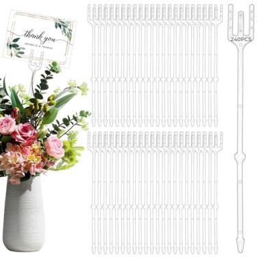 Imagem de 240 peças de palitos de plástico para porta-cartões de flores, palitos transparentes de 24 cm para buquês e exibições de eventos