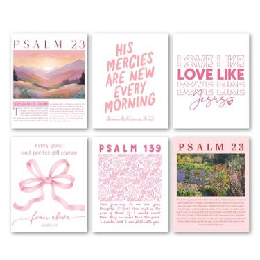 Imagem de Bgohrd Pôster rosa das escrituras cristãs, pintura de arco floral rosa, arte de parede para decoração de quarto, pôster religioso para decoração de sala de estar, versículos bíblicos de Jesus para