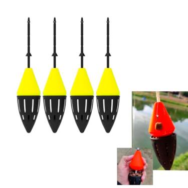 Imagem de Boia de Pesca Cevadeira SEM Chumbo - Reforçado para lançamento, Arraste Leve (4, Amarelo)