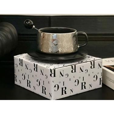 Imagem de mingpei Caneca de café com padrões florais retrô, xícara de chá, 293 g para café com leite, cappuccino, americano