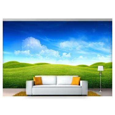 Imagem de Papel De Parede Céu Nuvens Campo Gramado 3D  Nsk80 - Você Decora
