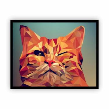Imagem de Quadro Canvas Premium Gato Animal Pet Com Moldura 90X60Cm - Plimshop