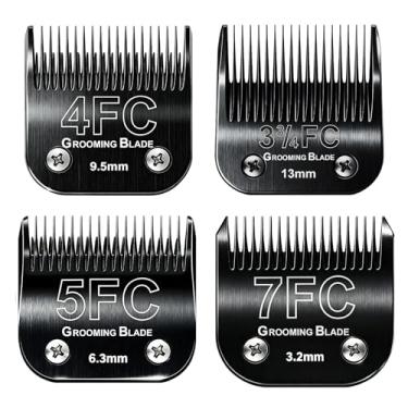 Imagem de MEMIRY Lâminas removíveis para cuidados para cães 4FC+5FC+7FC+3-3/4FC, compatíveis com cortadores Andis, Oster A5, Wahl série KM10, comprimento de corte 3,2 mm-13 mm, preto