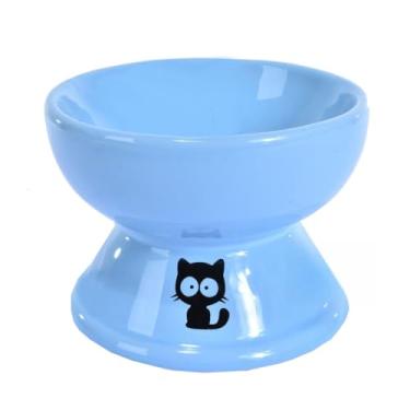 Imagem de kit 2 Comedouro Gato Luxo Bebedouro Cerâmica Função Cães Pratico Pet Orgânico(KIT 2 G/G AZUL COMED BEBEDOU)