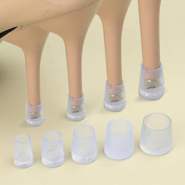 Imagem de 2 pares de capas protetoras de salto alto de silicone para mulheres redondas antiderrapantes e resistentes ao desgaste, ferramenta de absorção de choque (transparente, diâmetro interno de 0,9 cm)