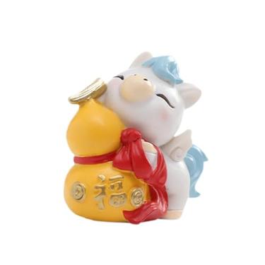 Imagem de IEUDNS Miniatura de cavalo em resina, ornamento para o Ano Lunar Chinês de 2026, escultura de pônei para lareira, 6x3.2x6cm