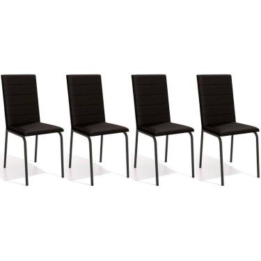 Imagem de Kit 4 Cadeiras De Cozinha Amsterdã C091prf Aço 4 Un Preto Fosco-corano Preto 110 - Kappesberg
