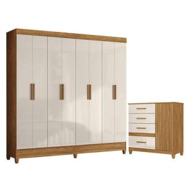 Imagem de Guarda Roupa Casal Marajó E Cômoda Vênus Com Pés Freijó Off White - Mo