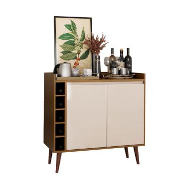Imagem de Buffet Aparador Com Adega Retrô Wine 2 Portas Freijó Com Off White - Moveisaqui