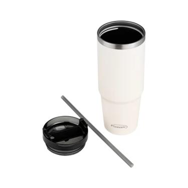 Imagem de Copo Térmico Com Canudo Plasvale 900ml Creme