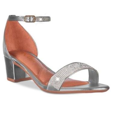Imagem de Sandalia Feminina Prata Confortavel Salto Quadrado Com Brilho Strass Moda Festa A3.58-Feminino