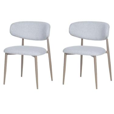 Imagem de Kit 2 Cadeiras Napoli Agatha Tecido Cinza Aço Champagne