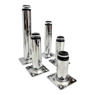 Imagem de Pés metal cromado regulavel 6/8/10/12/15/20cm redondo quadrado p/armários/móveis, Metal Resistente, Suporte Ajustável Perfeito para Móveis e Armários(Redondo,8cm)