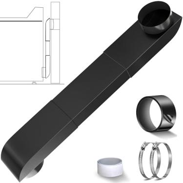 Imagem de Ventilação de secador de periscópio, kit de conector de ventilação de secador telescópico para espaços apertados, preto, ajustável, aço inoxidável, duto de exaustão fino e plano