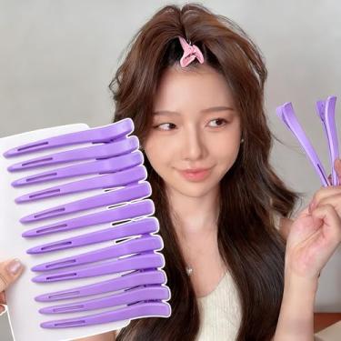 Imagem de 6 peças de clipes de bico de pato sem costura invisível segura fácil de usar, perfeito para pentear sem danificar o grampo de cabelo (6 peças roxas)