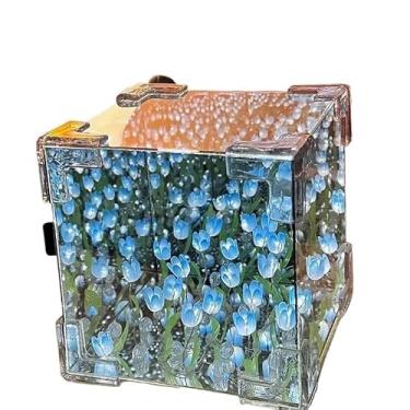 Imagem de DIY Luminária Noturna Pacote de Materiais – Tulipa Cubo 3D, Criativa para Presente e Decoração(Azul)