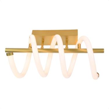 Imagem de Plafon Moderno Spring LED Taschibra 16W Autovolt - Ouro - 3000K Luz Quente