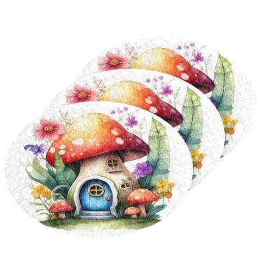 Imagem de Wassud Esponja de polpa de madeira de casa de cogumelo aquarela para pratos, pacote com 3 esponjas de cozinha para limpeza, esfregão resistente para panelas antiaderentes, esponjas de lavar louça para